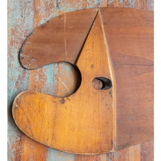 Brown 20th Century Large Professional Artist's Palette With Traces of Paint For Sale - Image 8 of 10
