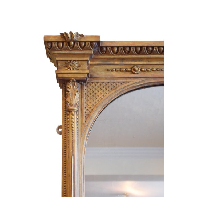 Gold Large Antique Giltwood Overmantel Wall Mirror, 1899 For Sale - Image 8 of 18