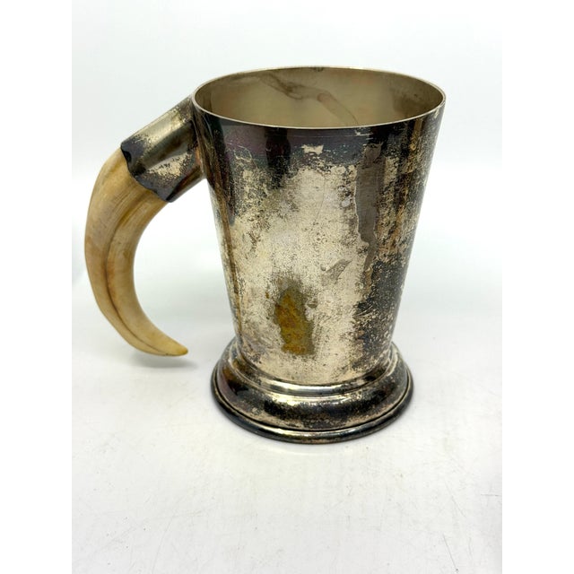 Art Deco Early 20th Century P.H. Vogel Silverplate with Boar Tusk Handled Mugs - Set of 8 For Sale - Image 3 of 13