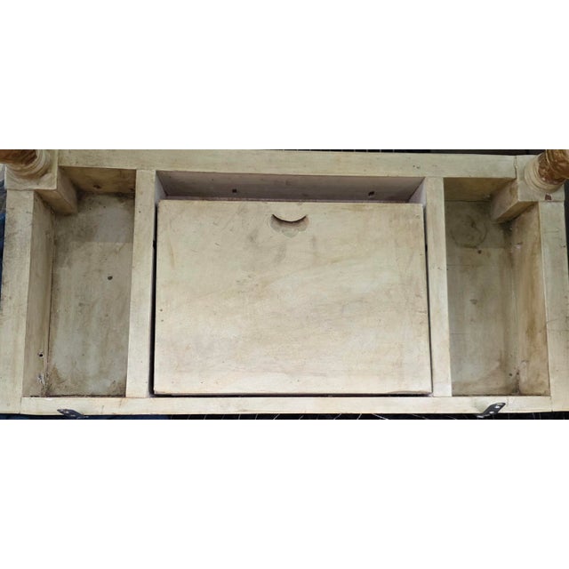 French French Louis XVI Revival Painted & Parcel-Gilt Wall-Mounted Console With Disappearing Secret Drawer, Late 19th Century For Sale - Image 3 of 17