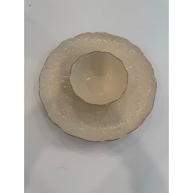 Traditional Lenox Greenfield Pattern Bone China Chip & Dip Serving Platter For Sale - Image 3 of 4