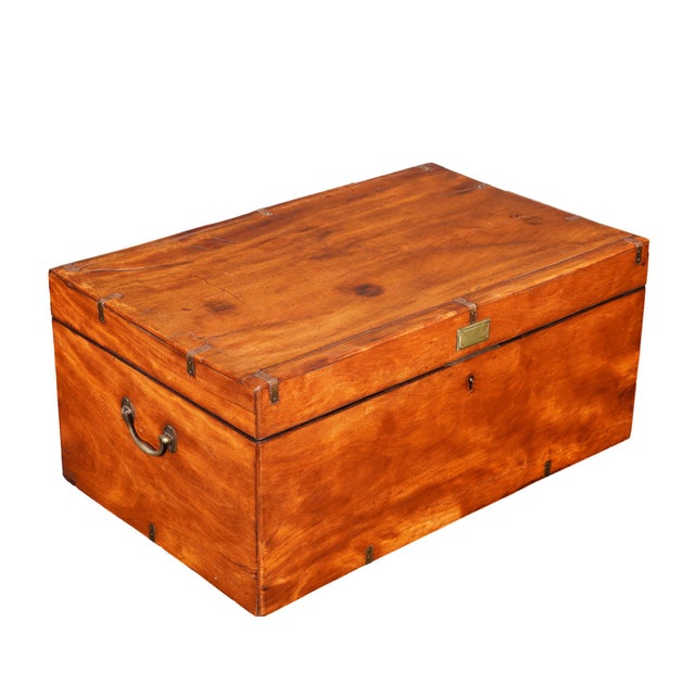 British Mahogany and Brass Officer's Trunk, 1830s For Sale - Image 9 of 15