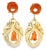 Stunning estate 18K gold drop earrings featuring carved shell and vibrant undyed red coral for a bold, elegant statement....