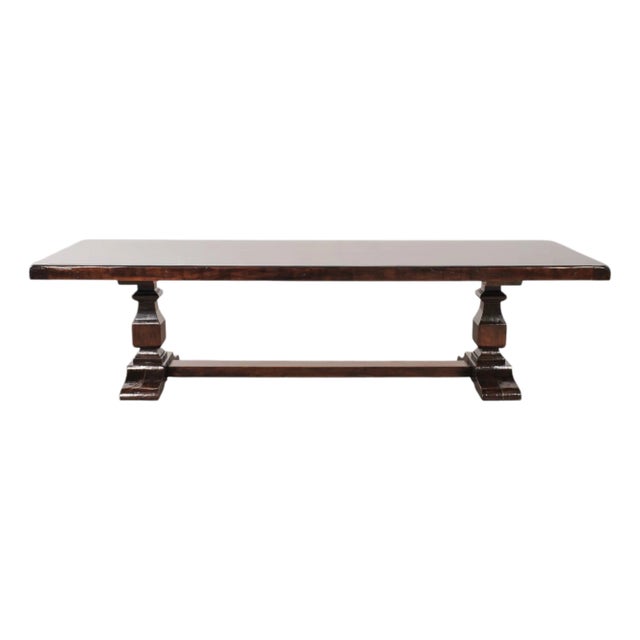 Country Italian Provincial Oak Farmhouse Trestle Dining Table 10 Ft For Sale