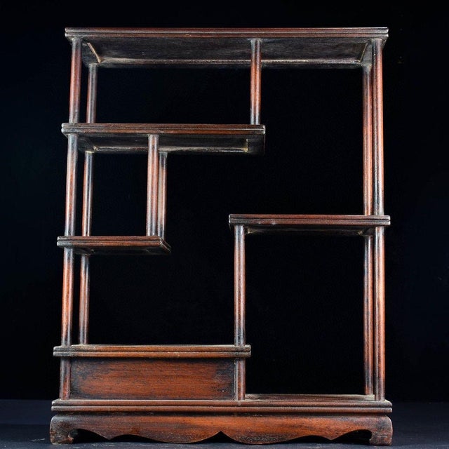 Wood 1970s Hardwood Bogu Display Stand, Chinoiserie Mini Curio Shelf With Drawer For Sale - Image 7 of 9