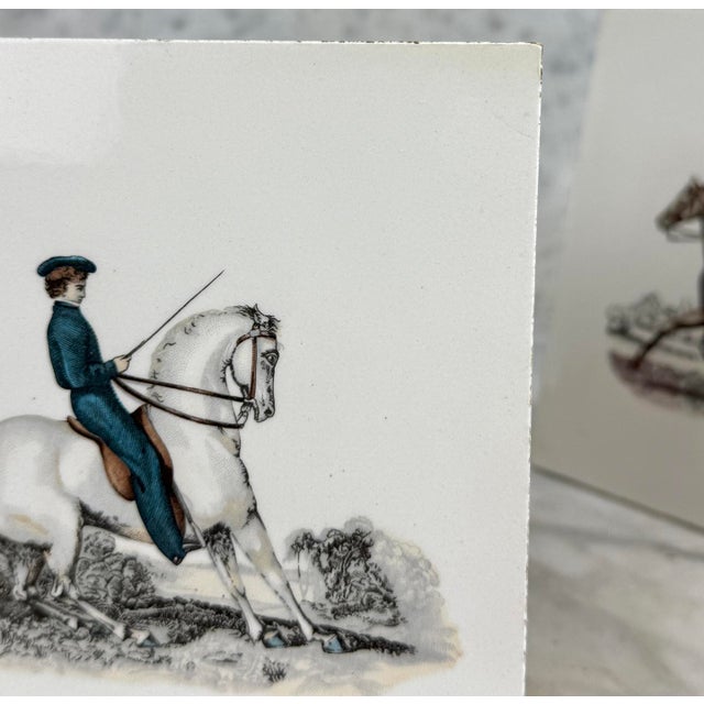 Vintage English Fox Hunt Equestrian Porcelain Wall Pocket Planters - A Pair For Sale - Image 11 of 13