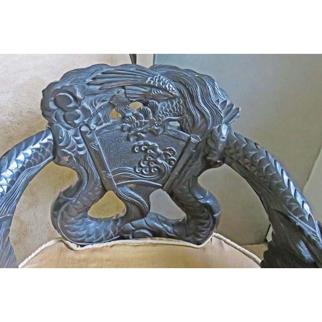 Rare Matched Set of Antique Chinese Dragon Armchair and Rocker For Sale - Image 4 of 6