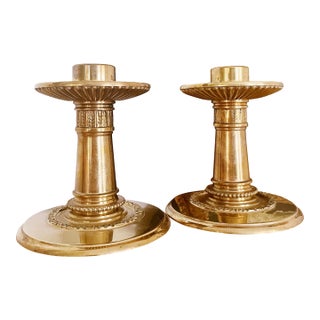 Pair of Antique Bronze Wagons-Lits Orient Express Candlesticks For Sale