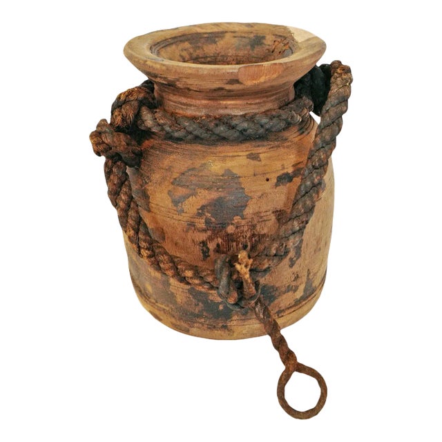 Vintage Mid 20th Century India Wood Pot For Sale