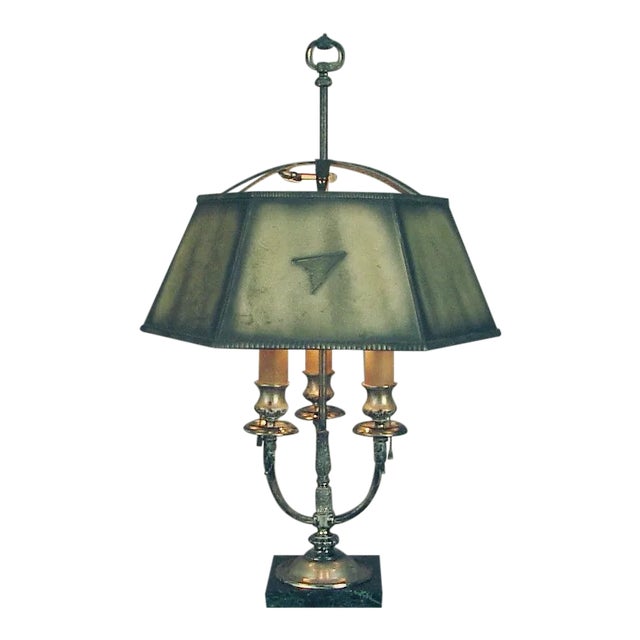 1920s Stately Pairpoint Directoire Marble Based, 3-Candle Desk or Table Lamp For Sale