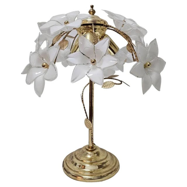 Hollywood Regency Murano Glass Floral Table Lamp, Italy, 1970s For Sale - Image 11 of 11