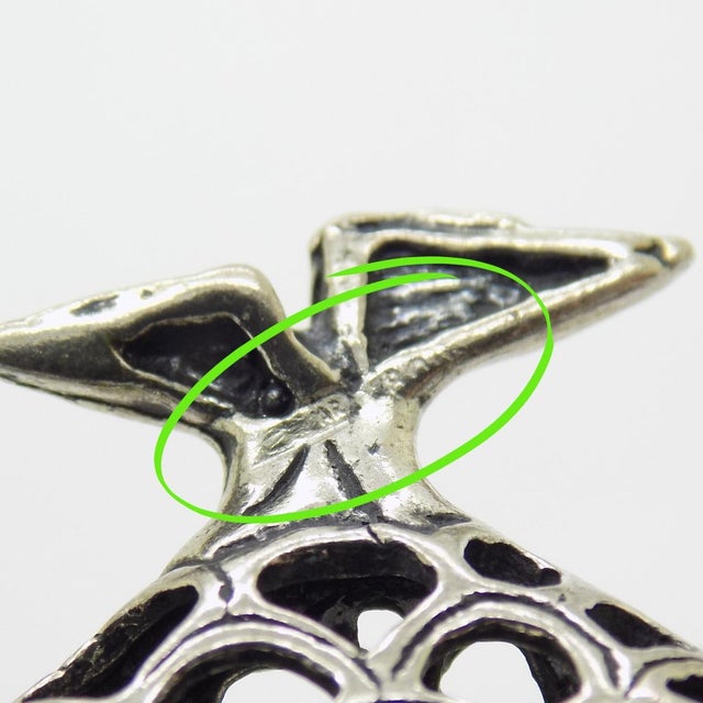 Metal Vintage Italian Handmade Genuine Silver Real Life Size Tropical Fish Figurine For Sale - Image 7 of 9
