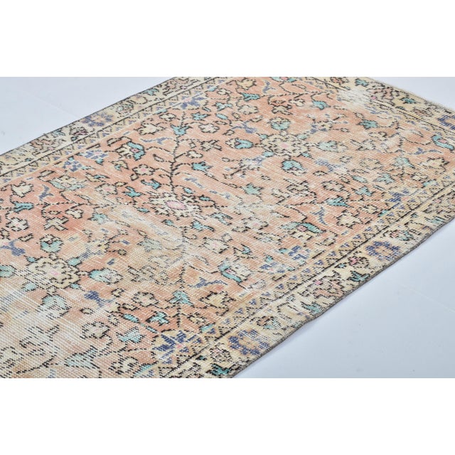 Textile Geometric Vintage Apricot Colour Rug For Sale - Image 7 of 9