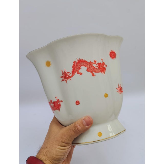 1940s Ceramic Vase with Red Dragon Decor from Rosenthal, 1940s For Sale - Image 5 of 8