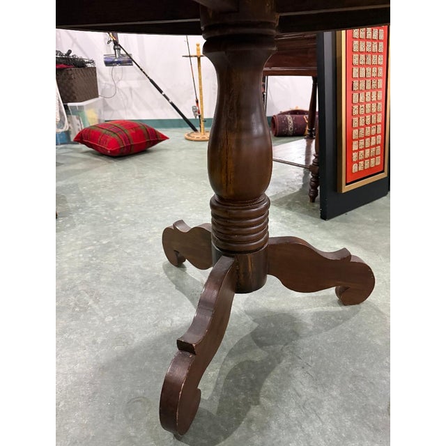 Traditional Vintage Round Pedestal Table – Solid Wood For Sale - Image 3 of 4