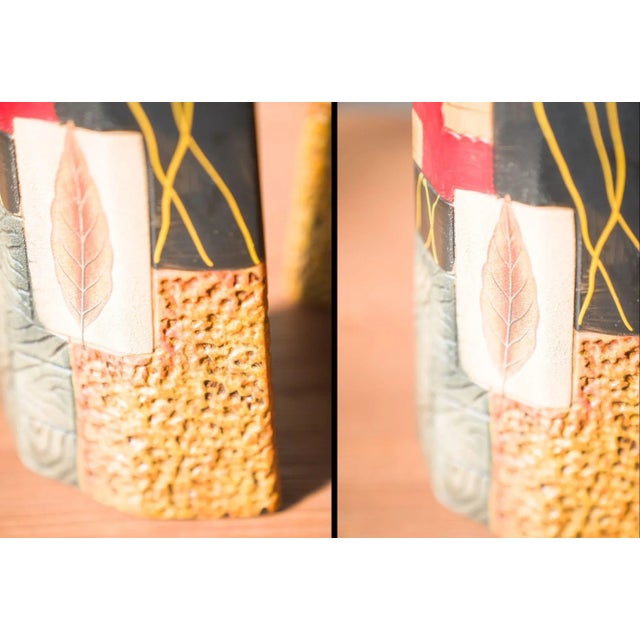 Terracotta Vases with Geometric and Textured Design, 1990s, Set of 2 For Sale - Image 6 of 10