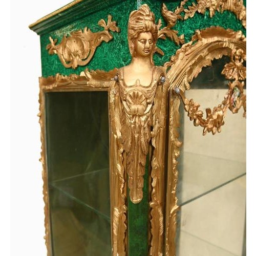 Louis XVI French Malachite Display Cabinets, Set of 2 For Sale - Image 6 of 13