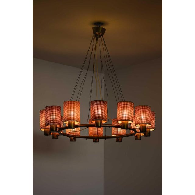 Scandinavian Modern Ceiling Lamp in Brass and Cane by Hans Bergström, 1940s For Sale - Image 6 of 13