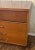 Mid-Century Modern Vintage Mid-Century Modern Walnut 3-Drawer Lowboy Dresser With Brass-Capped Legs and Stylish Black-Gold Handles For Sale - Image 3 of 16