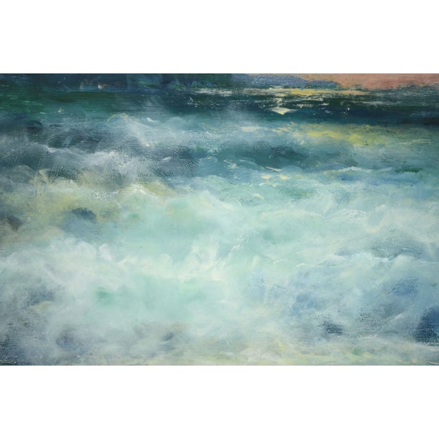 Stormy Sunset Seascape With Purple, Yellow & Green by Vasil Papkov For Sale - Image 4 of 10