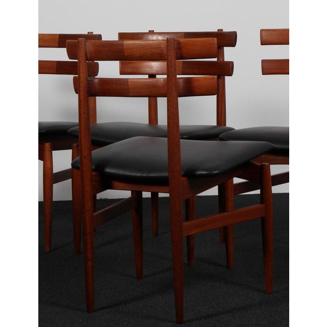 Black Vintage Danish Dining Chairs in Teak and Leather by Poul Hundevad, 1960s, Set of 4 For Sale - Image 8 of 10