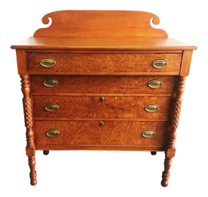 19Th Century Sheraton Chest of Drawers Made of Curly Maple