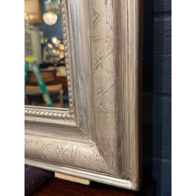 Traditional Pair of Rectangular Silver Louis Philippe Mirrors For Sale - Image 3 of 5