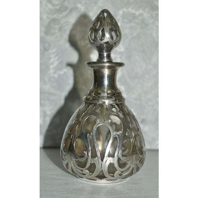 Antique Perfume Bottle in Sterling Silver Overlay For Sale - Image 12 of 13