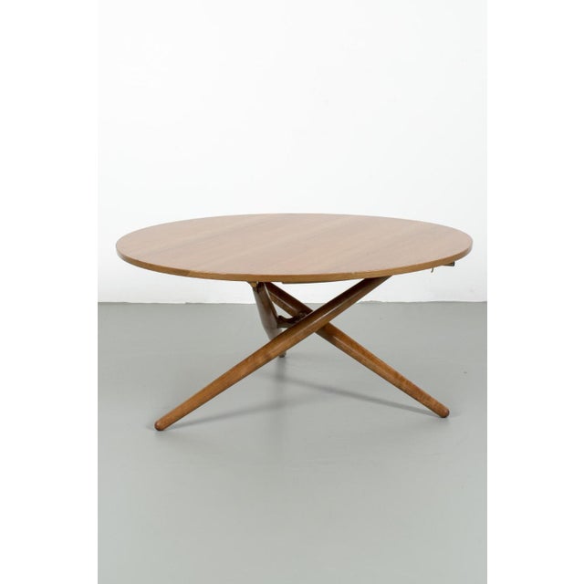 Rare Movex table by Jürg Bally. He designed this table for Wohnhilfe from Zürich in 1951. It is made from cherrie...
