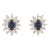 Natural Blue Sapphire and Diamond Flower Studs in 18 Karat Solid Yellow Gold- 2 Pieces For Sale