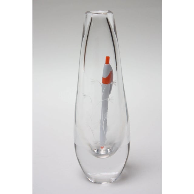 Kosta Boda Kosta Boda Blown Glass Vase With Floral Etching For Sale - Image 4 of 9