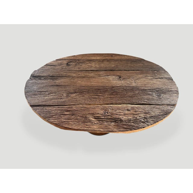 Andrianna Shamaris Wabi Sabi Round Teak Wood Table For Sale - Image 10 of 18