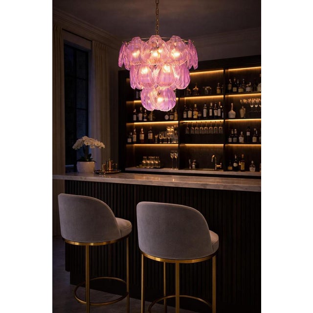 Pink Shell Murano Glass Chandelier, 2000s, Set of 2 For Sale - Image 3 of 9