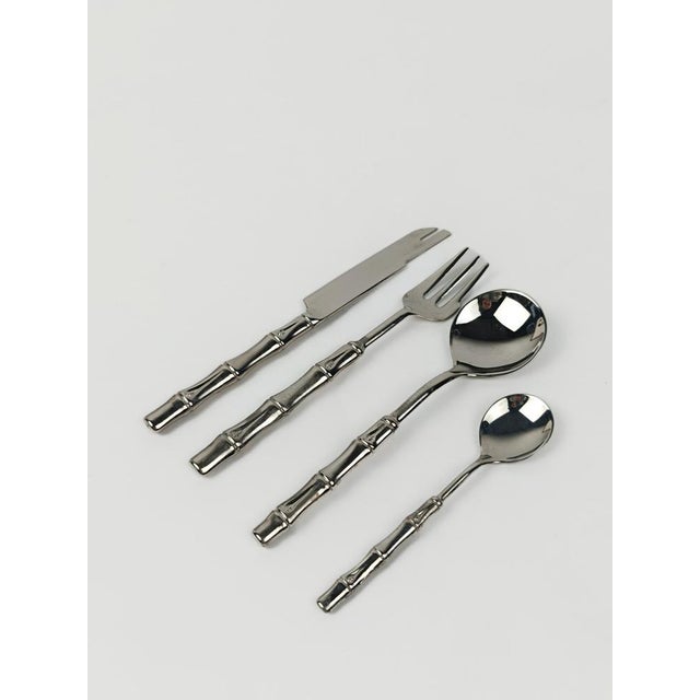 Vintage Dessert Cutlery in Silver-Plated Faux Bamboo, Italy, 1960s, Set of 51 For Sale - Image 14 of 18