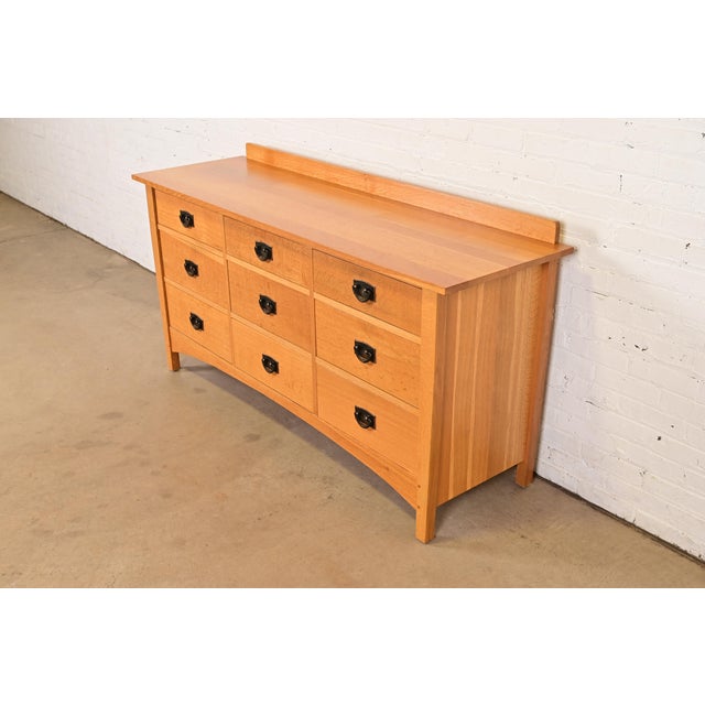 Mission Stickley Harvey Ellis Collection Mission Oak Arts & Crafts Nine-Drawer Triple Dresser For Sale - Image 3 of 15