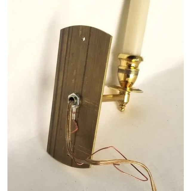 1980s Brass Wall Sconce With Faux Candle For Sale - Image 4 of 6