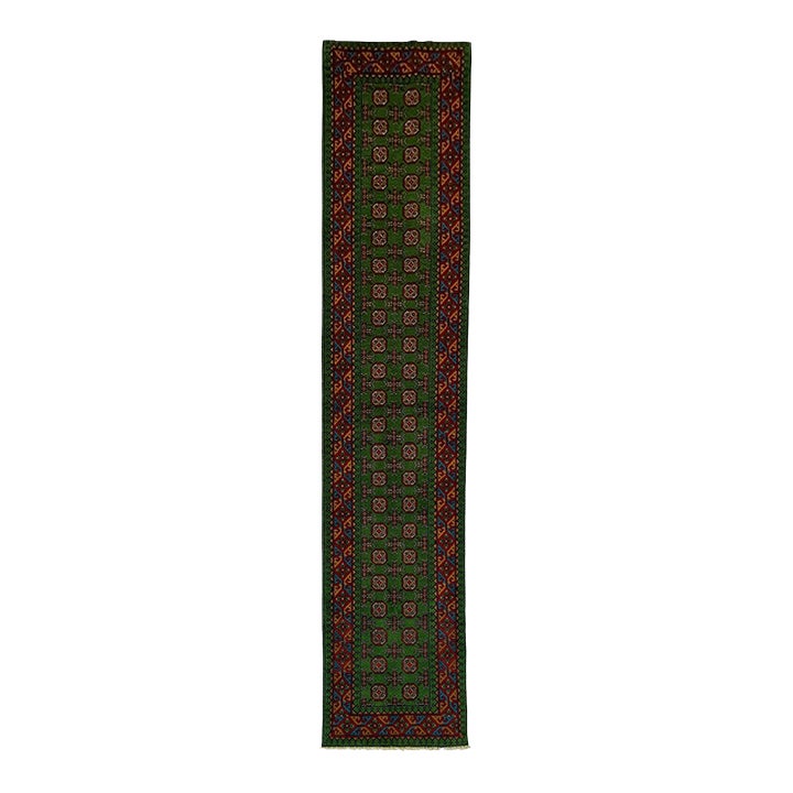 Green Mori Gul Tribal Geometric Runner Rug, 2'7