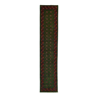 Green Mori Gul Tribal Geometric Runner Rug, 2'7" X 12'11" For Sale