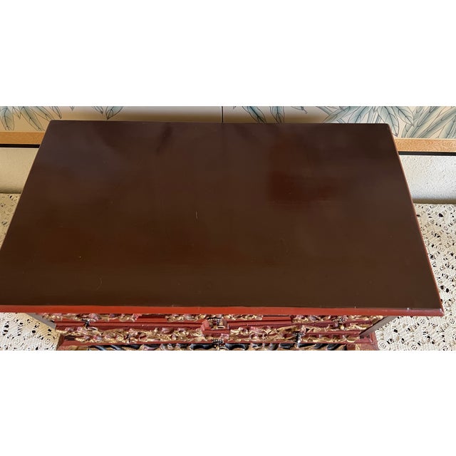 Red Antique Chinese Gilded Jewelry Box For Sale - Image 8 of 17