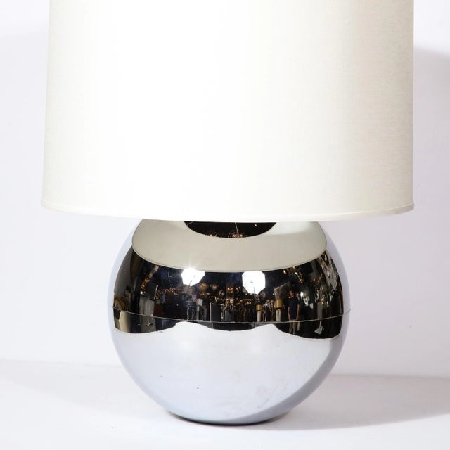 Metal Mid-Century "Ball" Table Lamp in Chrome in the Style of Karl Springer For Sale - Image 7 of 11