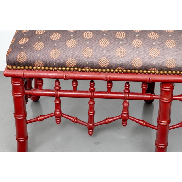 Vintage Faux Bamboo Pagoda Bench For Sale - Image 4 of 8