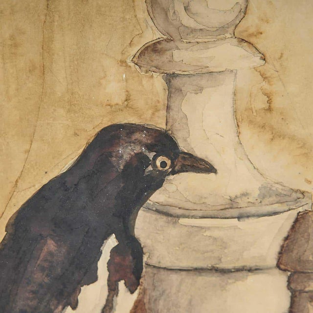 Modern Mantovani, Magpie, 1973, Watercolor For Sale - Image 3 of 5