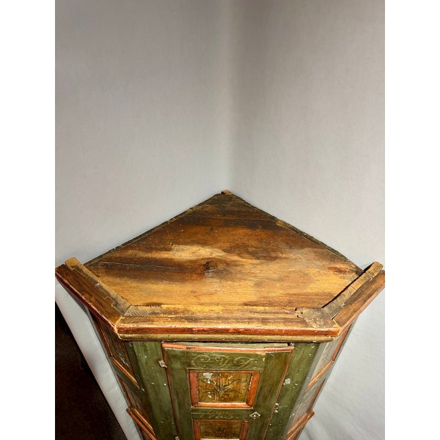 Late 18th Century Swedish Blue-Green Painted Folk Art Corner Cabinet For Sale - Image 18 of 18