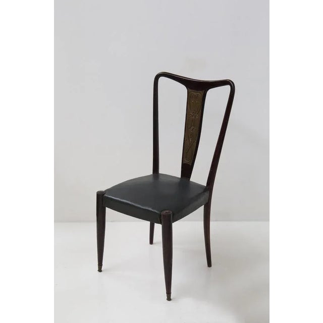 Vintage Italian Dining Chairs in Green Leather, 1950s, Set of 8 For Sale - Image 6 of 11
