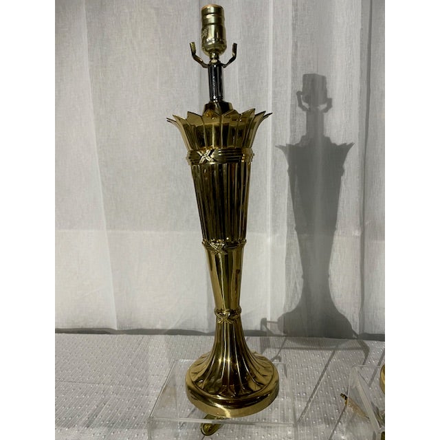 Mid-Century Modern 1940s Hollywood Regency Mid-Century Modern Brass Lamps - a Pair For Sale - Image 3 of 7