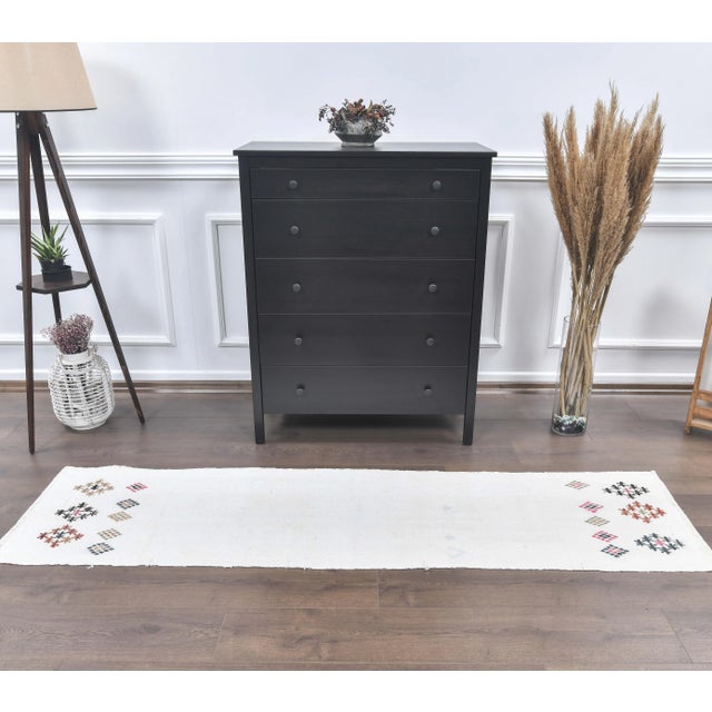 Boho Chic Turkish Handmade Wool Kilim Rug For Sale - Image 3 of 8