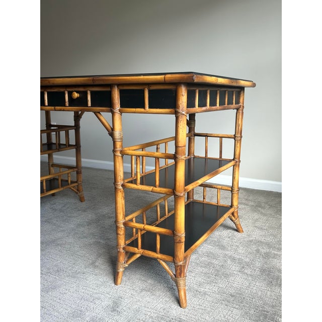 Black Late 20th Century English Chinoiserie Style Bamboo Desk by Milling Road for Baker For Sale - Image 8 of 11