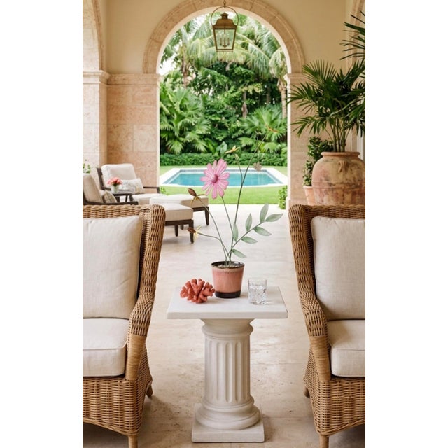 Ceramic Vintage Italian Hand-Painted Toleware Metal Flowers in Glazed Ceramic Pot For Sale - Image 7 of 11