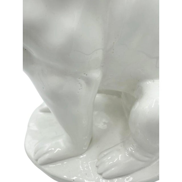 Vintage Greyhound Dog White Ceramic Statue For Sale - Image 10 of 12