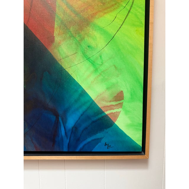Large Mid-Century Modern Lillian B. Beranek Original Abstract Acrylic Painting on Canvas For Sale In Washington DC - Image 6 of 7